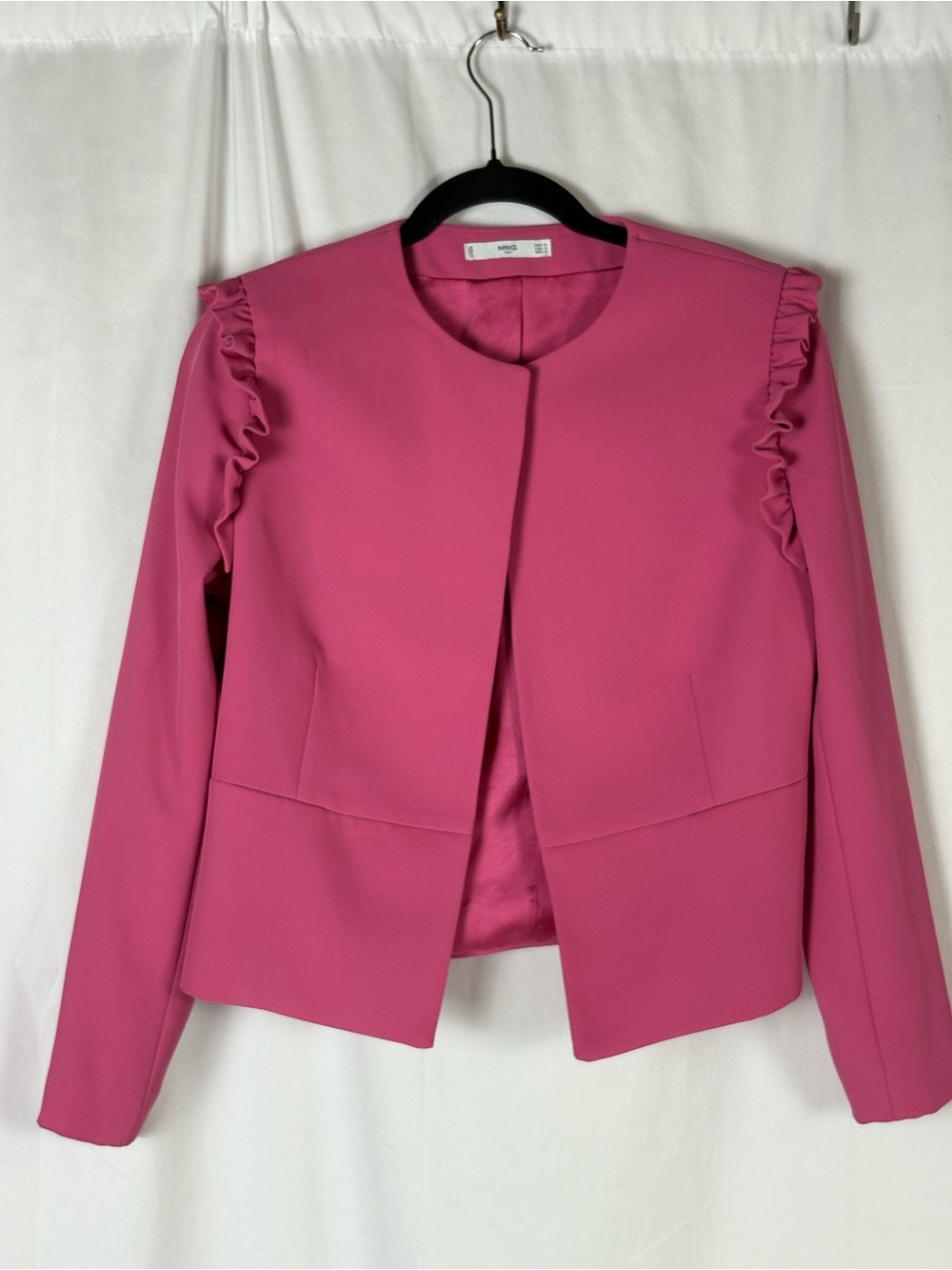 Mango Pink Ruffle-Shoulder Blazer - Picture 2 of 7